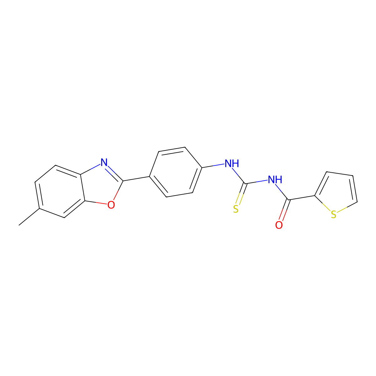 N-[[4-(6-methyl-1,3-benzoxazol-2-yl)phenyl]carbamothioyl]thiophene-2-carboxamide molecular structure, CAS 426244-84-0