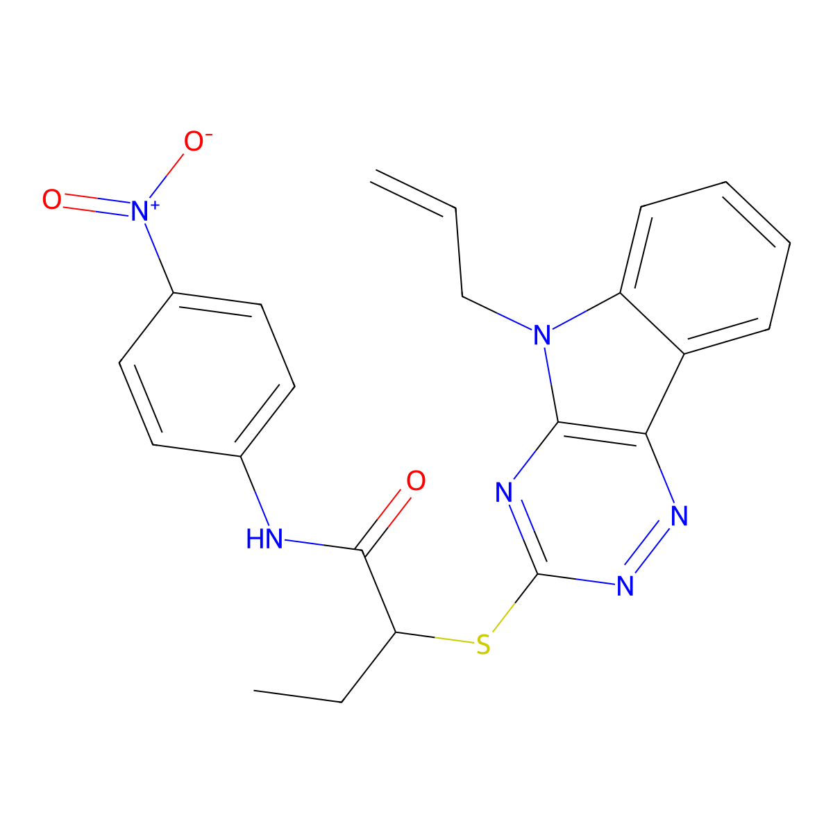 N-(4-nitrophenyl)-2-[(5-prop-2-enyl-[1,2,4]triazino[5,6-b]indol-3-yl)sulfanyl]butanamide molecular structure, CAS 426244-88-4