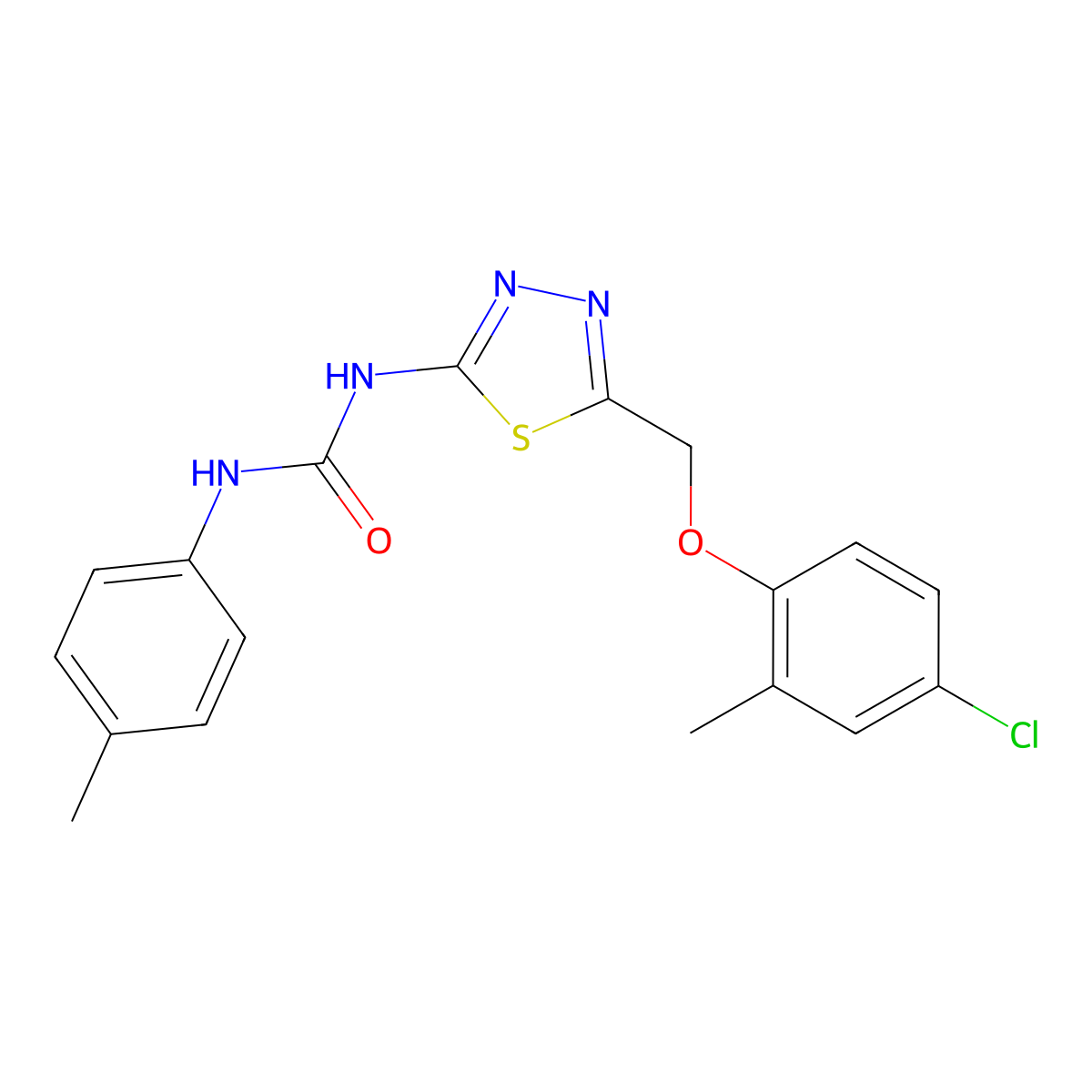 1-{5-[(4-Chloro-2-methylphenoxy)methyl]-1,3,4-thiadiazol-2-yl}-3-(4-methylphenyl)urea molecular structure, CAS 426245-00-3