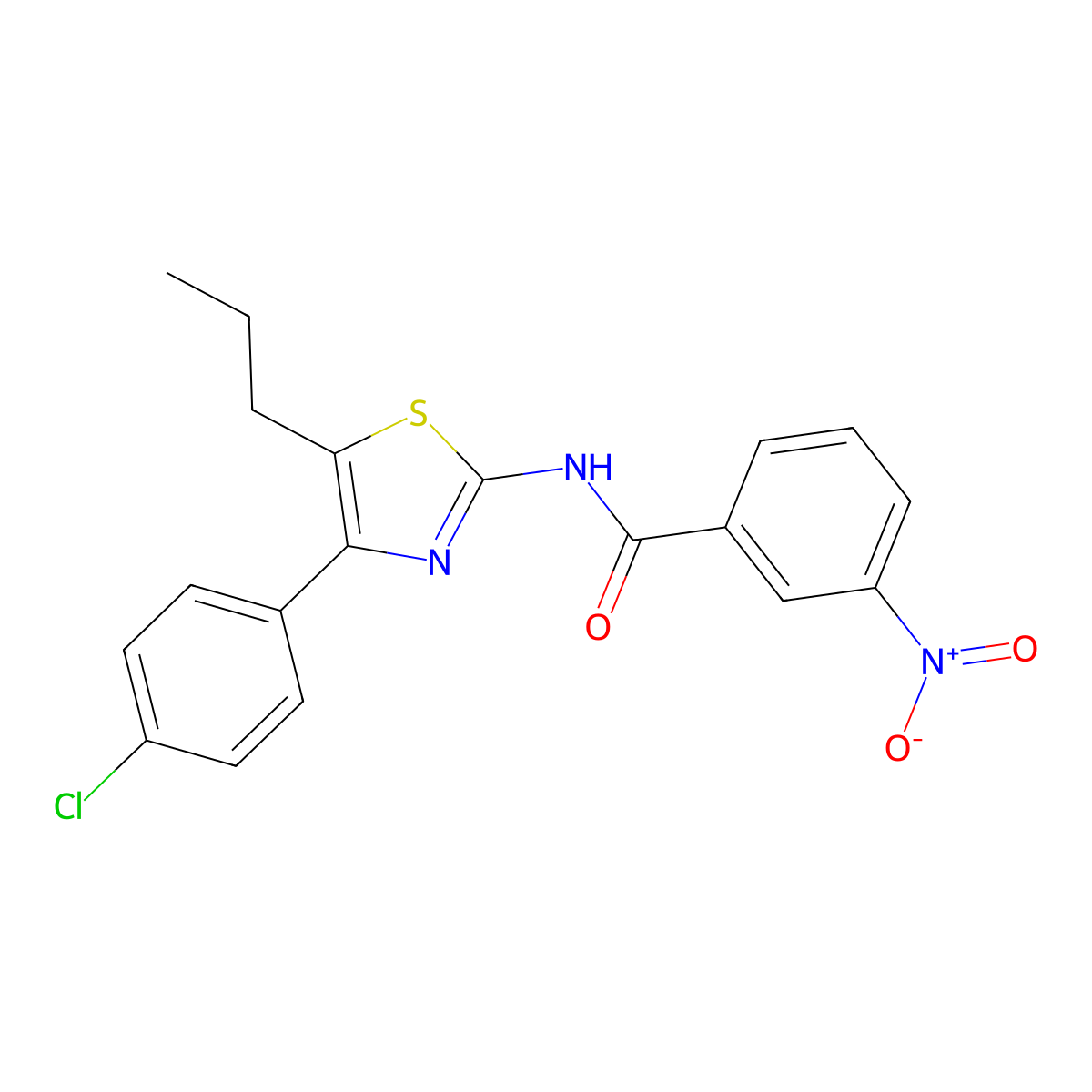 N-[4-(4-chlorophenyl)-5-propyl-1,3-thiazol-2-yl]-3-nitrobenzamide molecular structure, CAS 426245-06-9