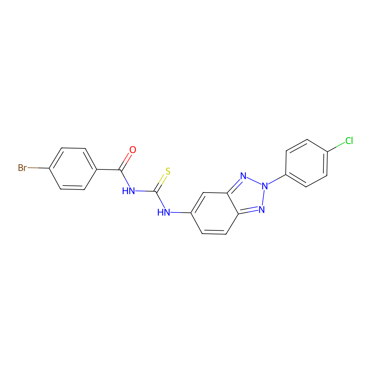 4-bromo-N-[[2-(4-chlorophenyl)benzotriazol-5-yl]carbamothioyl]benzamide molecular structure, CAS 426245-18-3