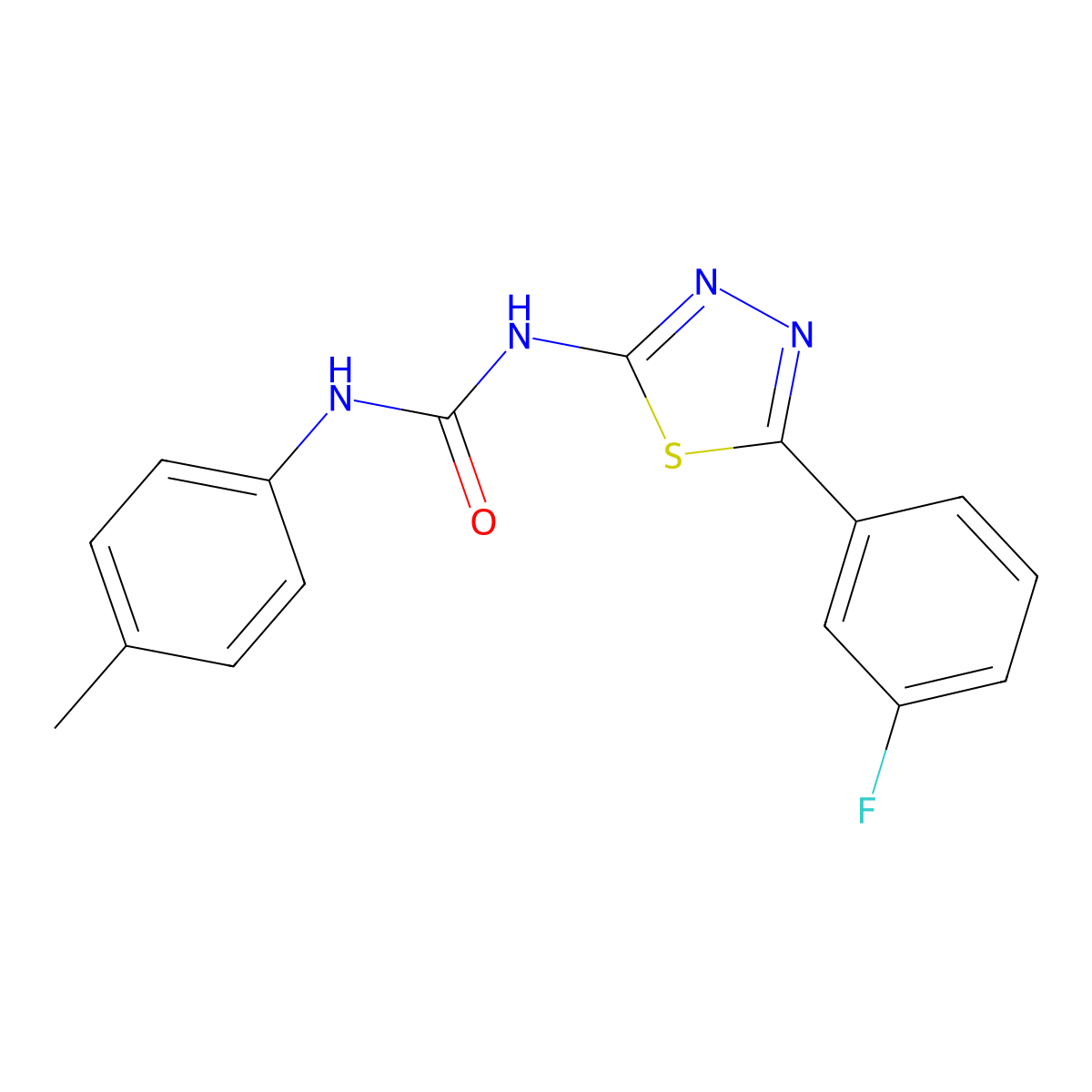 1-[5-(3-Fluorophenyl)-1,3,4-thiadiazol-2-yl]-3-(4-methylphenyl)urea molecular structure, CAS 426245-23-0