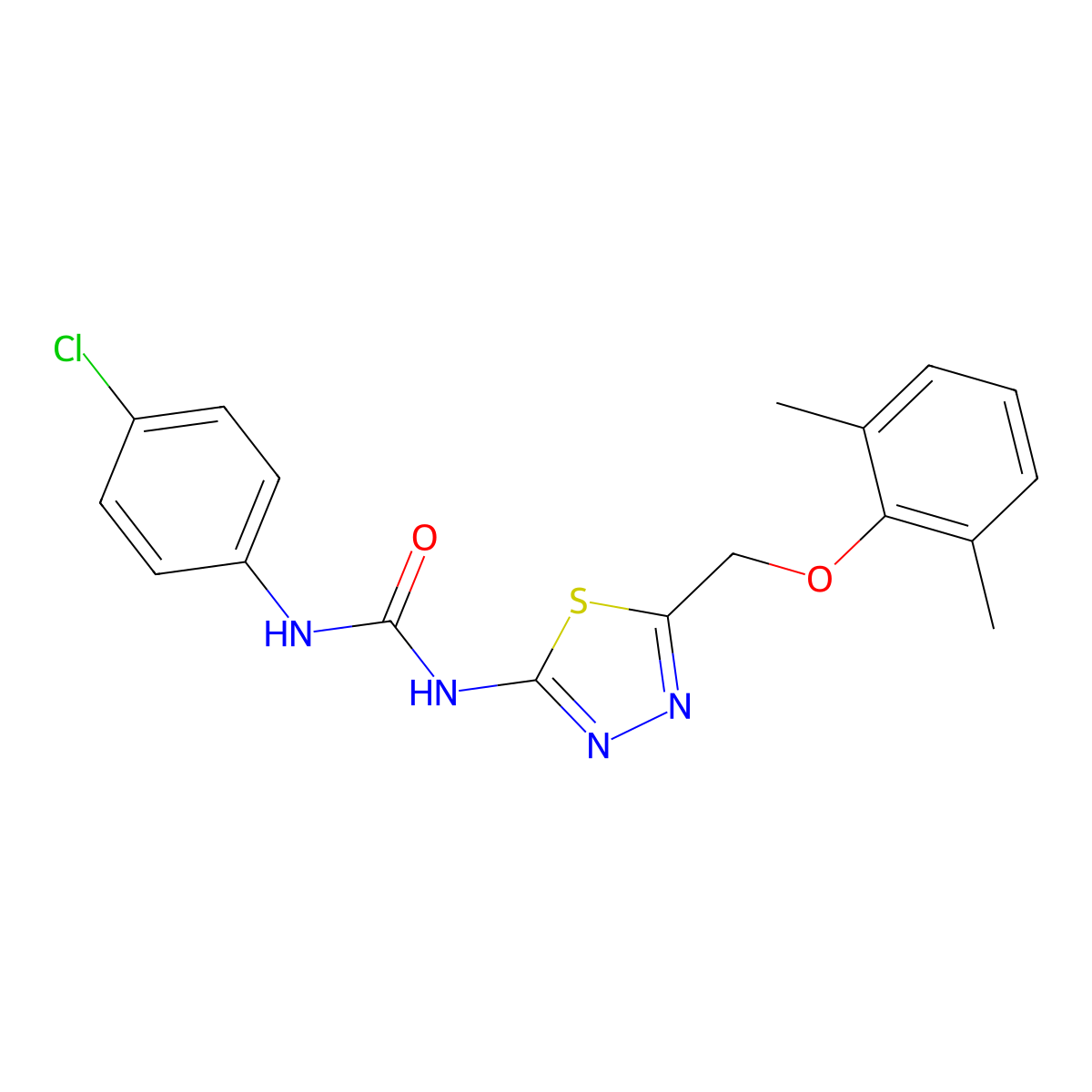1-(4-Chlorophenyl)-3-[5-[(2,6-dimethylphenoxy)methyl]-1,3,4-thiadiazol-2-yl]urea molecular structure, CAS 426245-33-2