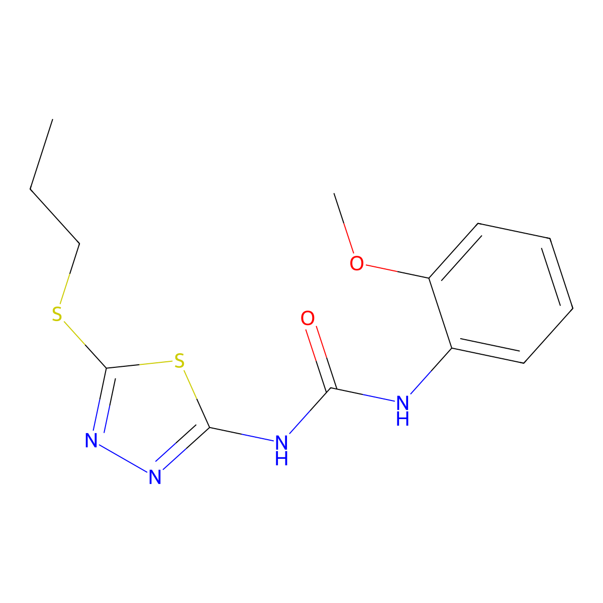 1-(2-Methoxyphenyl)-3-(5-propylsulfanyl-1,3,4-thiadiazol-2-yl)urea molecular structure, CAS 426245-39-8