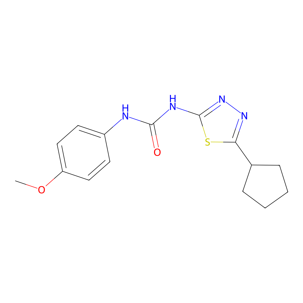 1-(5-Cyclopentyl-1,3,4-thiadiazol-2-yl)-3-(4-methoxyphenyl)urea molecular structure, CAS 426245-68-3