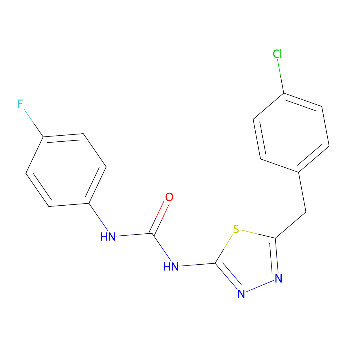 1-[5-(4-Chlorobenzyl)-1,3,4-thiadiazol-2-yl]-3-(4-fluorophenyl)urea molecular structure, CAS 426245-79-6