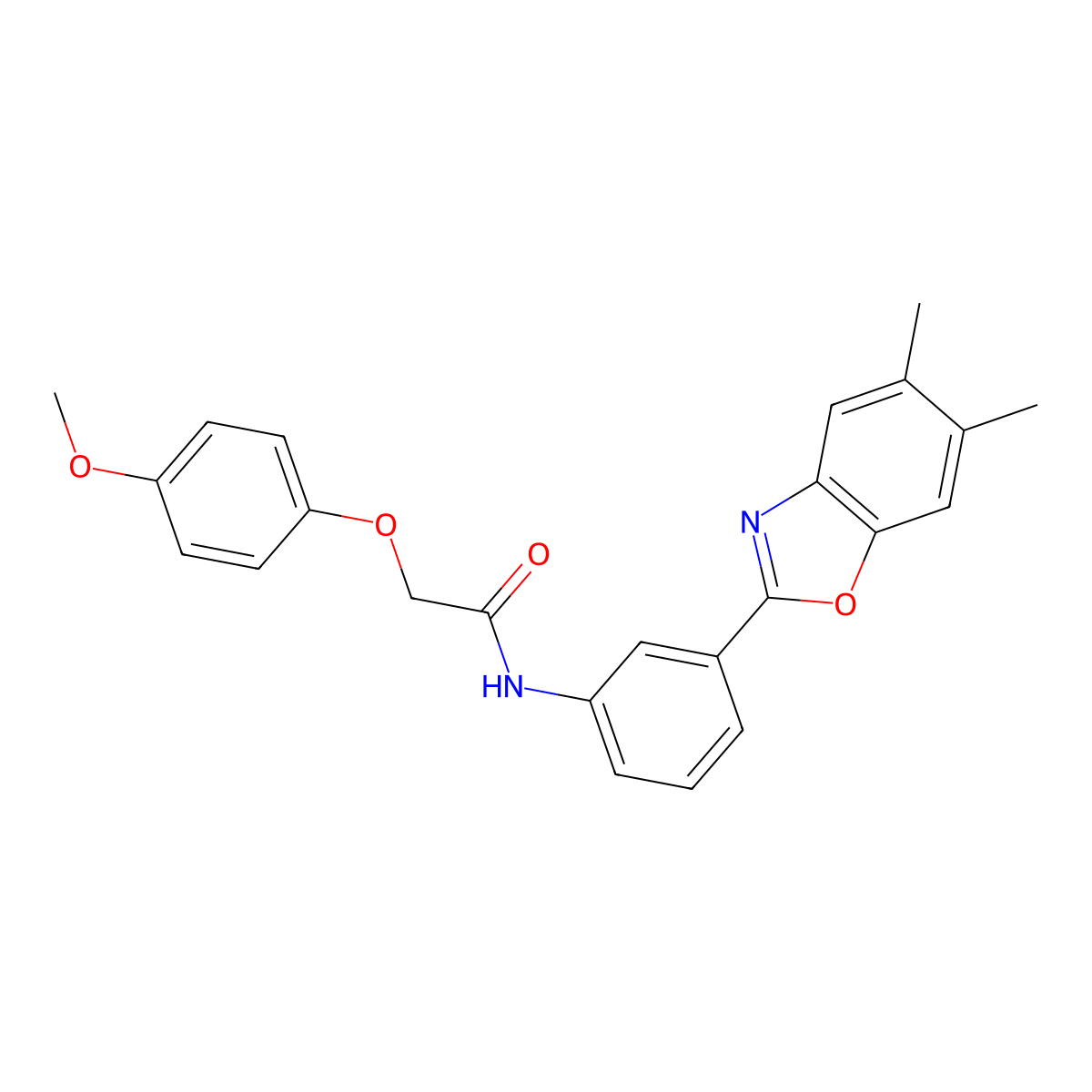 N-[3-(5,6-dimethyl-1,3-benzoxazol-2-yl)phenyl]-2-(4-methoxyphenoxy)acetamide molecular structure, CAS 426245-87-6