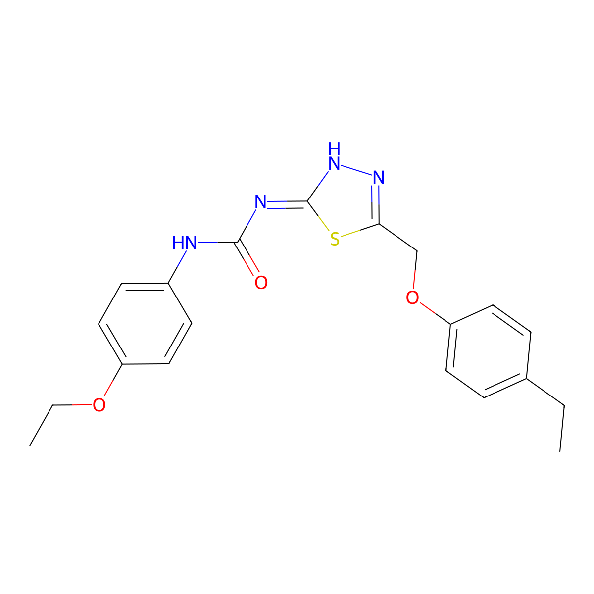 1-(4-Ethoxyphenyl)-3-[5-[(4-ethylphenoxy)methyl]-1,3,4-thiadiazol-2-yl]urea molecular structure, CAS 426245-88-7