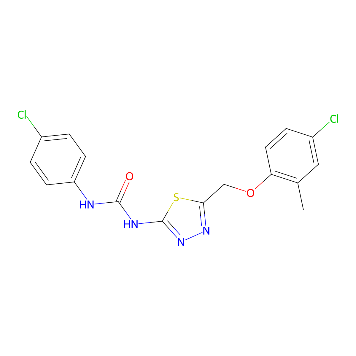 1-{5-[(4-Chloro-2-methylphenoxy)methyl]-1,3,4-thiadiazol-2-yl}-3-(4-chlorophenyl)urea molecular structure, CAS 426246-21-1