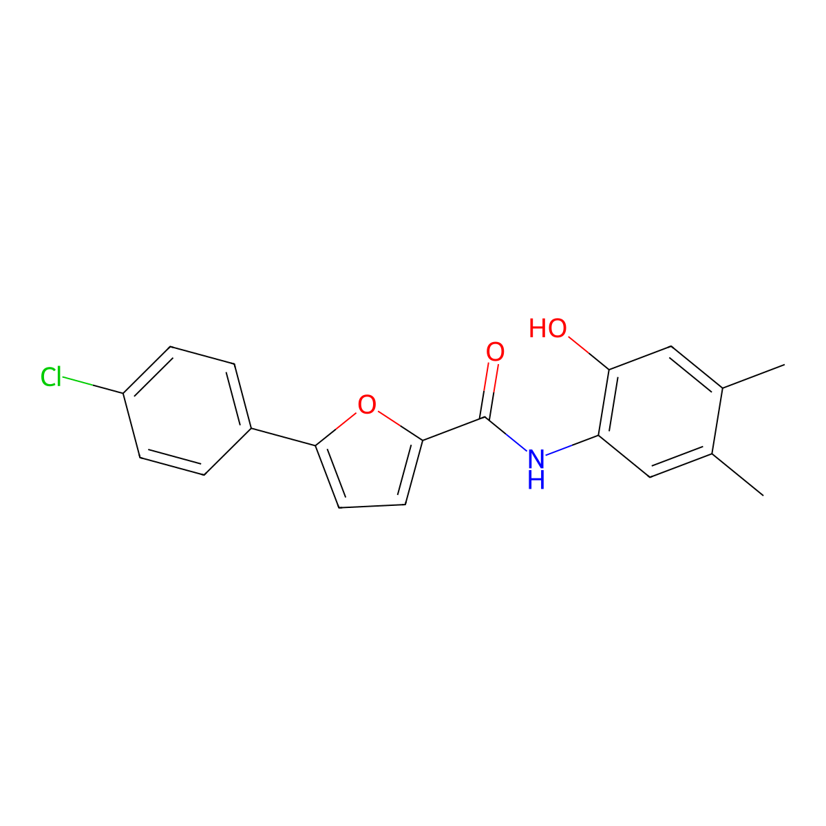 5-(4-chlorophenyl)-N-(2-hydroxy-4,5-dimethylphenyl)furan-2-carboxamide molecular structure, CAS 426246-28-8