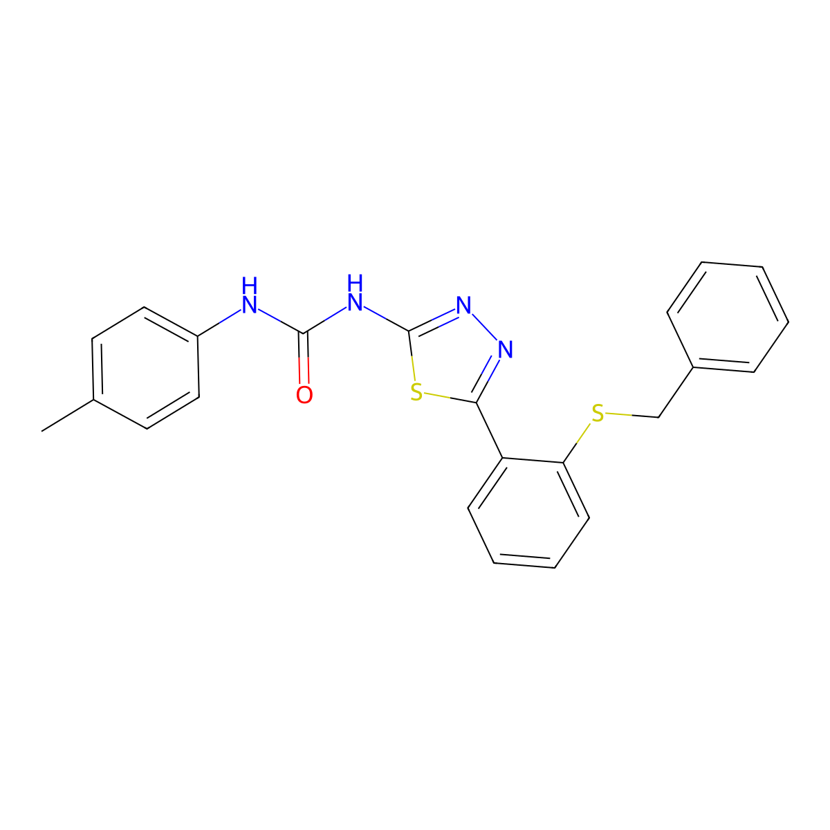 1-{5-[2-(Benzylsulfanyl)phenyl]-1,3,4-thiadiazol-2-yl}-3-(4-methylphenyl)urea molecular structure, CAS 426246-71-1