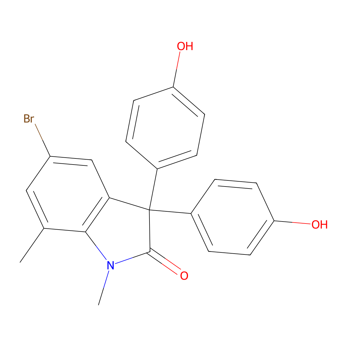 5-Bromo-3,3-bis(4-hydroxyphenyl)-1,7-dimethylindol-2-one molecular structure, CAS 426246-75-5