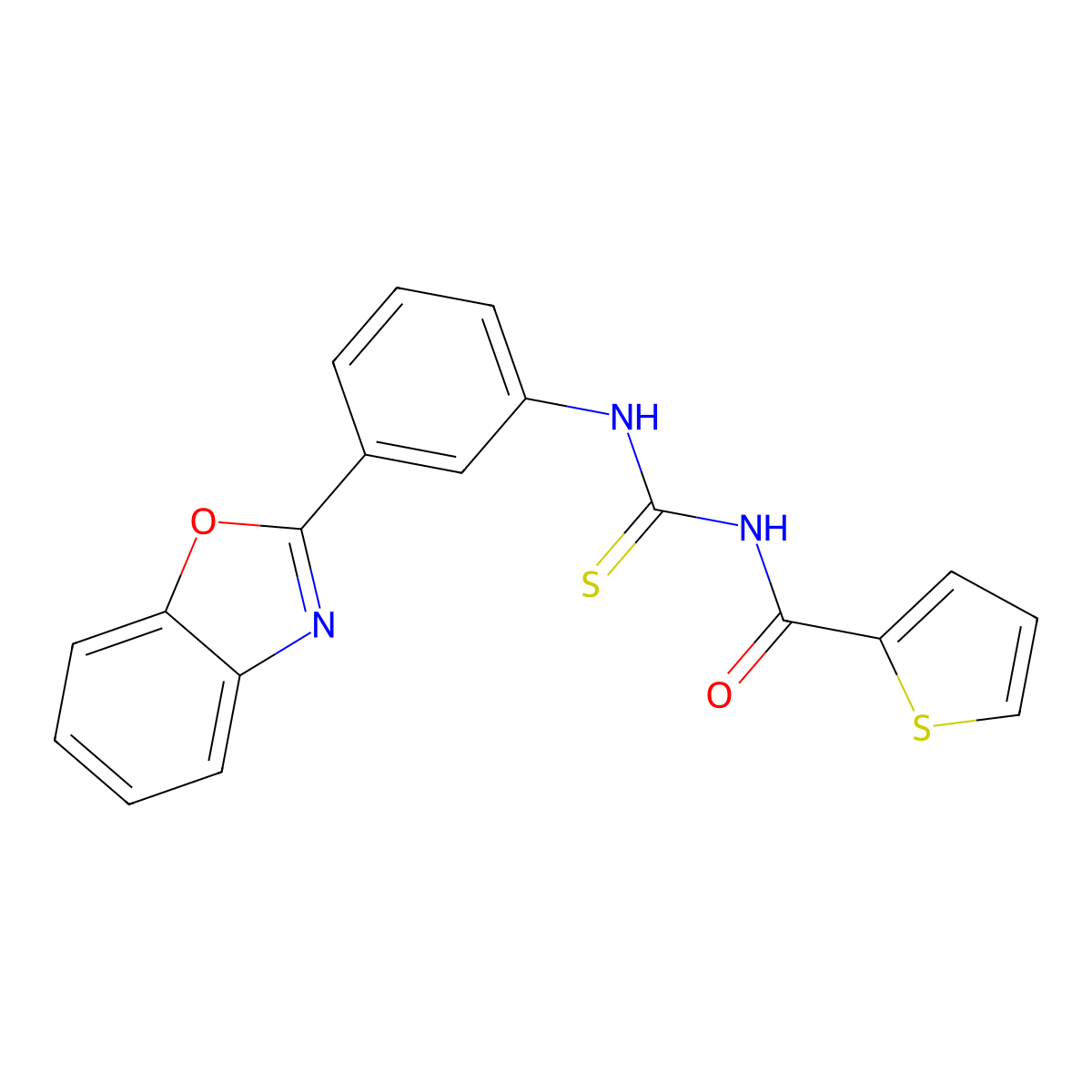 N-[[3-(1,3-benzoxazol-2-yl)phenyl]carbamothioyl]thiophene-2-carboxamide molecular structure, CAS 426246-89-1