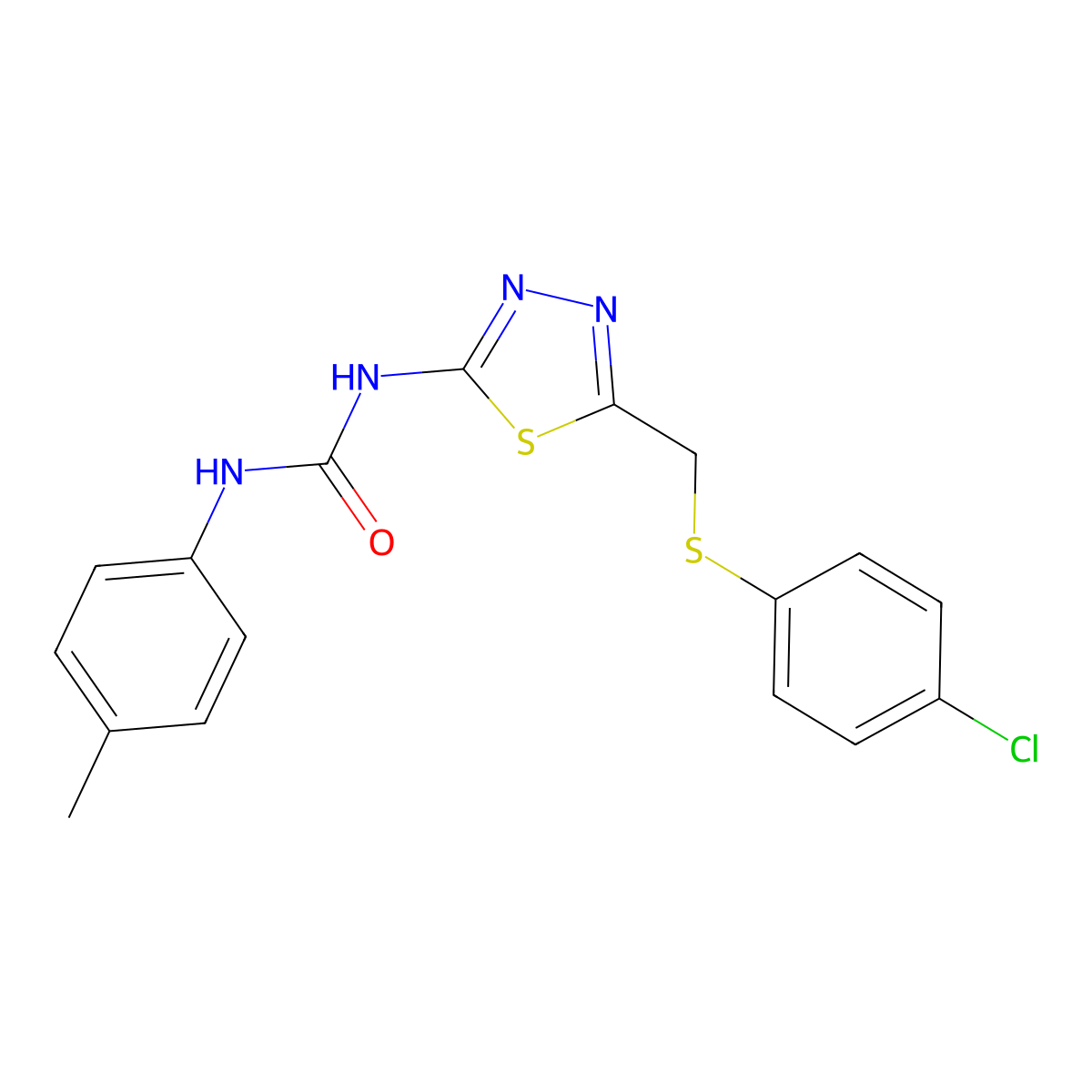 1-[5-[(4-Chlorophenyl)sulfanylmethyl]-1,3,4-thiadiazol-2-yl]-3-(4-methylphenyl)urea molecular structure, CAS 426246-97-1