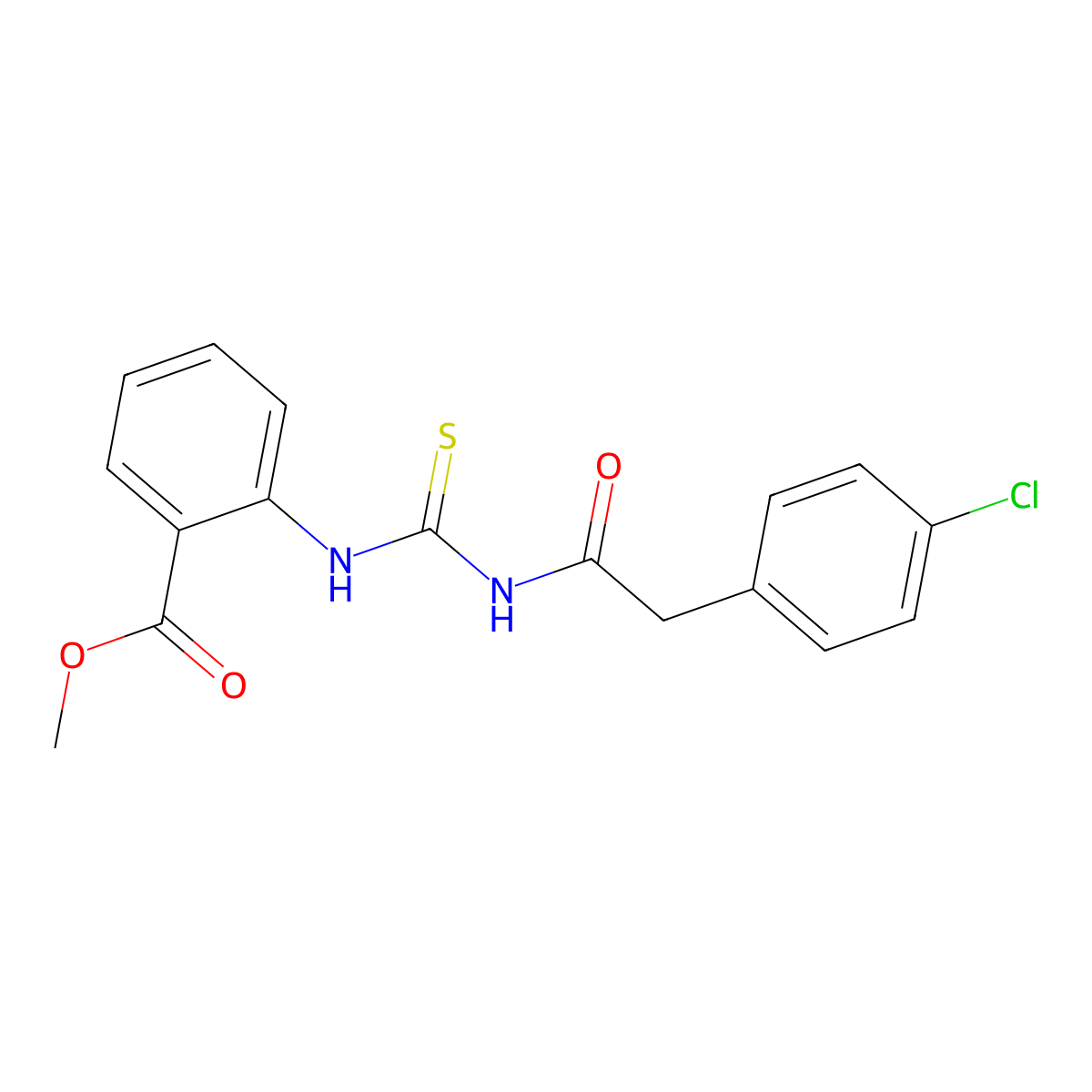 Methyl 2-({[(4-chlorophenyl)acetyl]carbamothioyl}amino)benzoate molecular structure, CAS 426247-08-7