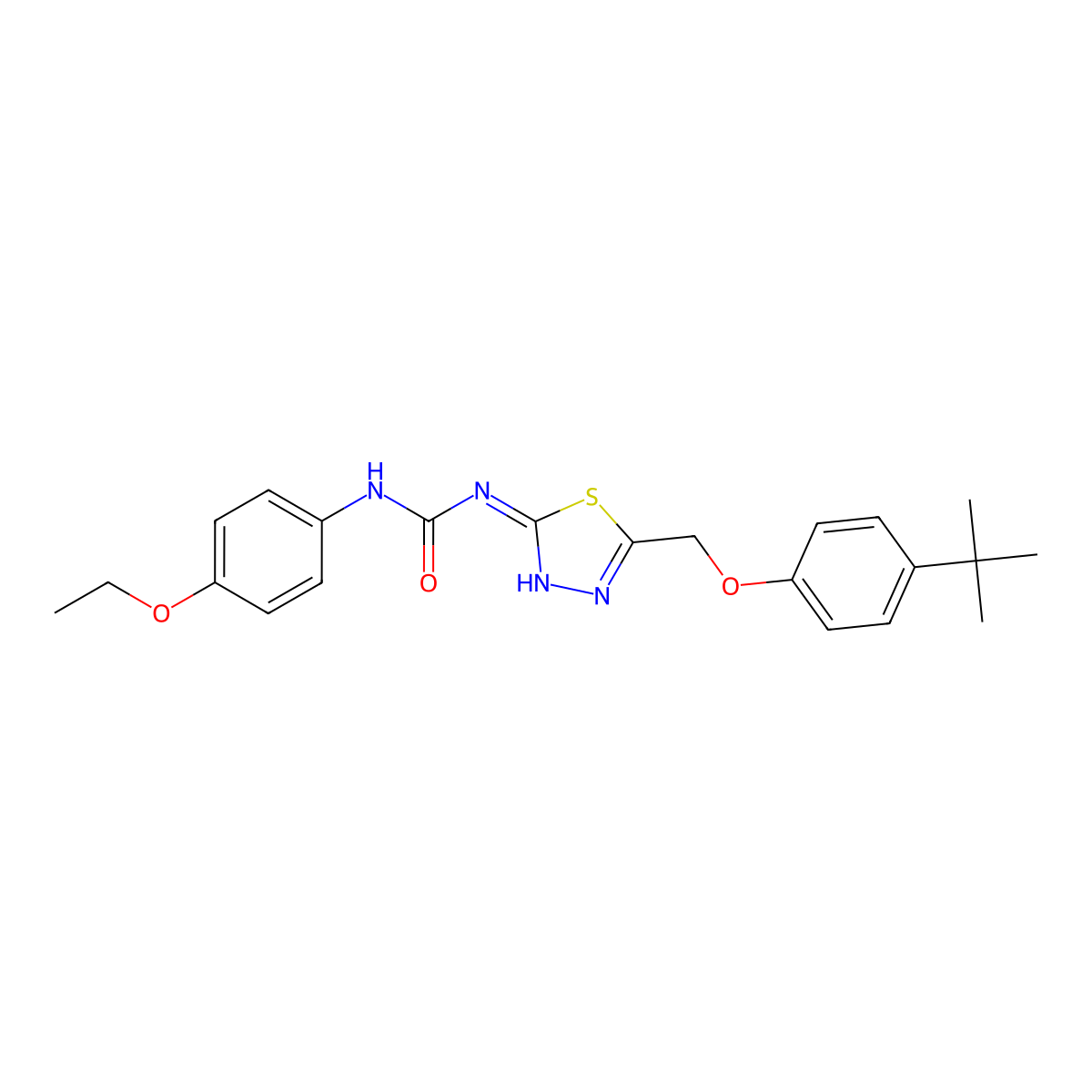1-[5-[(4-Tert-butylphenoxy)methyl]-1,3,4-thiadiazol-2-yl]-3-(4-ethoxyphenyl)urea molecular structure, CAS 426247-22-5