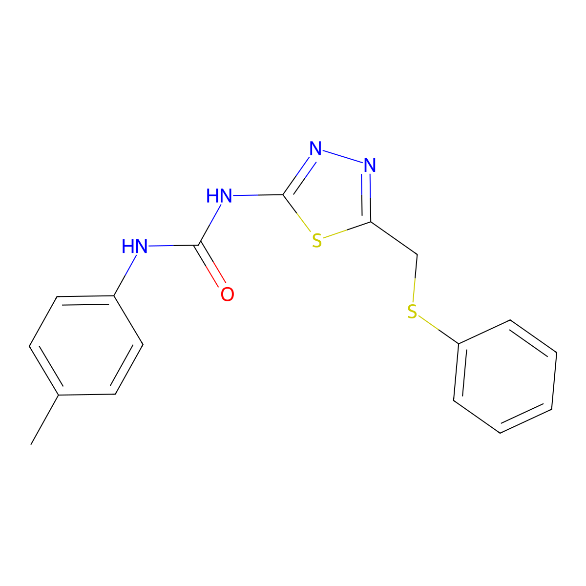 1-(4-Methylphenyl)-3-{5-[(phenylsulfanyl)methyl]-1,3,4-thiadiazol-2-yl}urea molecular structure, CAS 426247-38-3