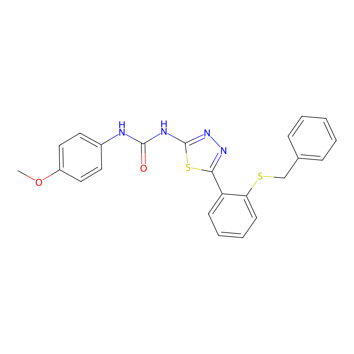 1-[5-(2-Benzylsulfanylphenyl)-1,3,4-thiadiazol-2-yl]-3-(4-methoxyphenyl)urea molecular structure, CAS 426247-42-9