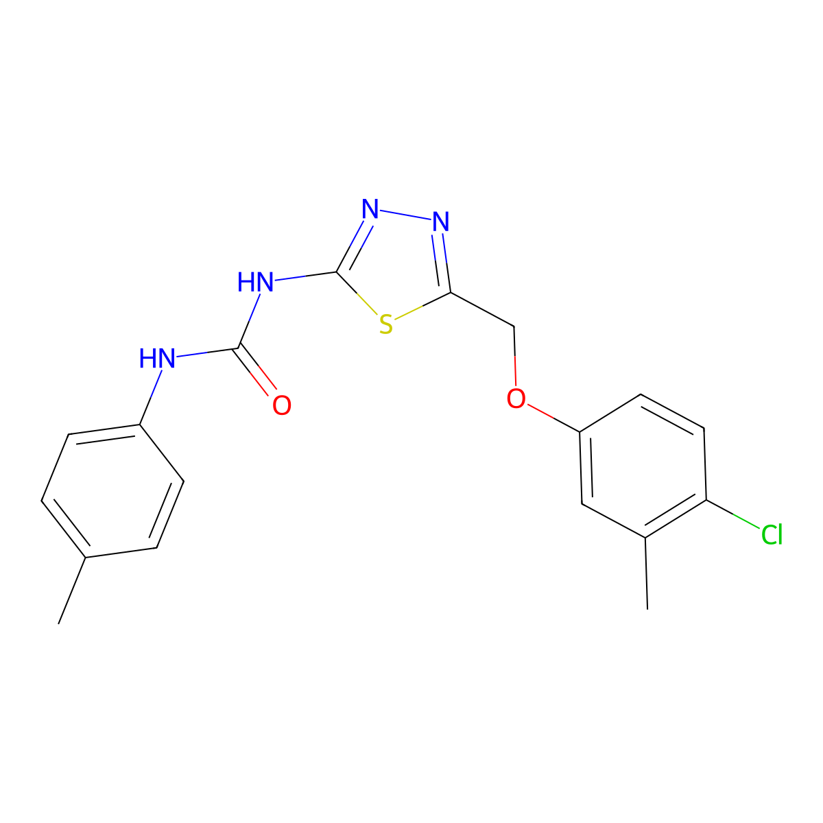 1-{5-[(4-Chloro-3-methylphenoxy)methyl]-1,3,4-thiadiazol-2-yl}-3-(4-methylphenyl)urea molecular structure, CAS 426247-47-4