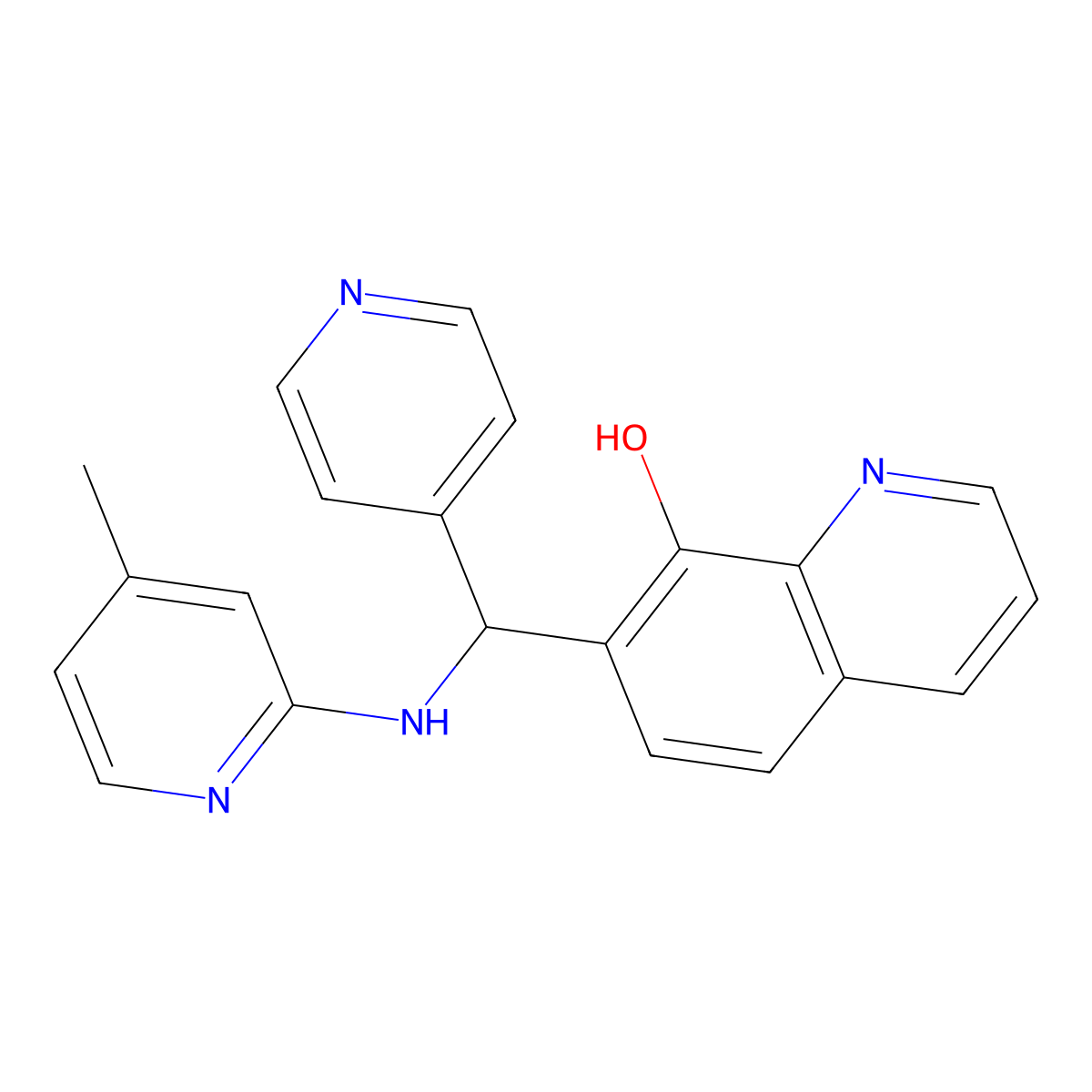 7-[[(4-Methylpyridin-2-yl)amino]-pyridin-4-ylmethyl]quinolin-8-ol molecular structure, CAS 426247-57-6