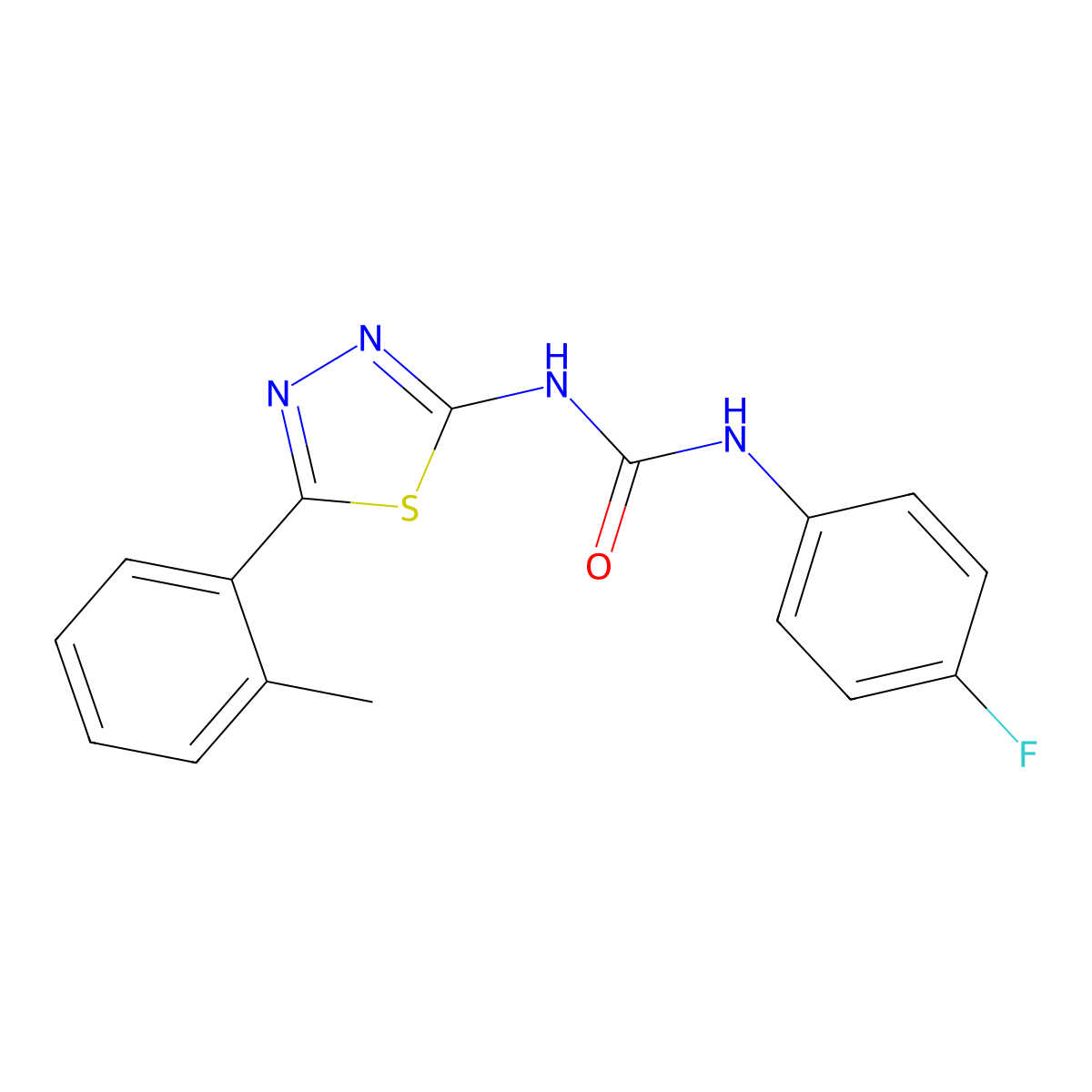1-(4-Fluorophenyl)-3-[5-(2-methylphenyl)-1,3,4-thiadiazol-2-yl]urea molecular structure, CAS 426247-85-0