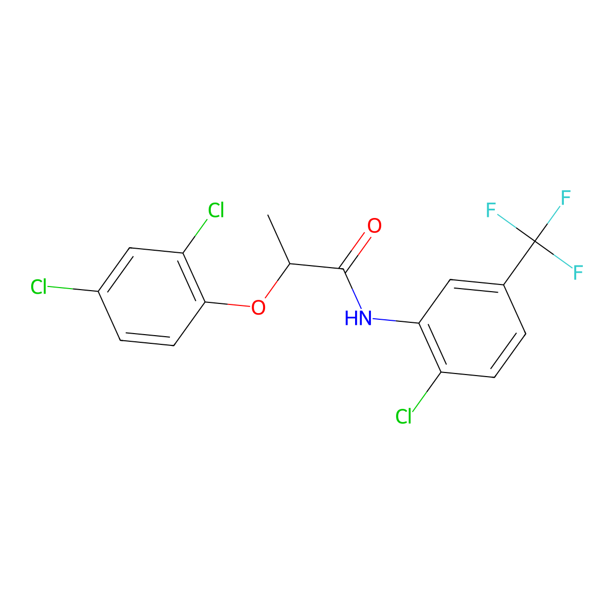 N-[2-chloro-5-(trifluoromethyl)phenyl]-2-(2,4-dichlorophenoxy)propanamide molecular structure, CAS 426247-92-9