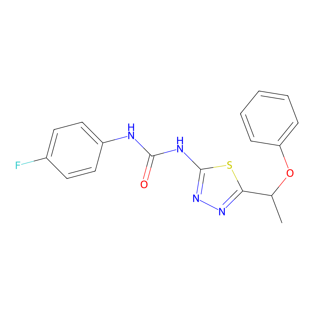 1-(4-Fluorophenyl)-3-[5-(1-phenoxyethyl)-1,3,4-thiadiazol-2-yl]urea molecular structure, CAS 426248-01-3