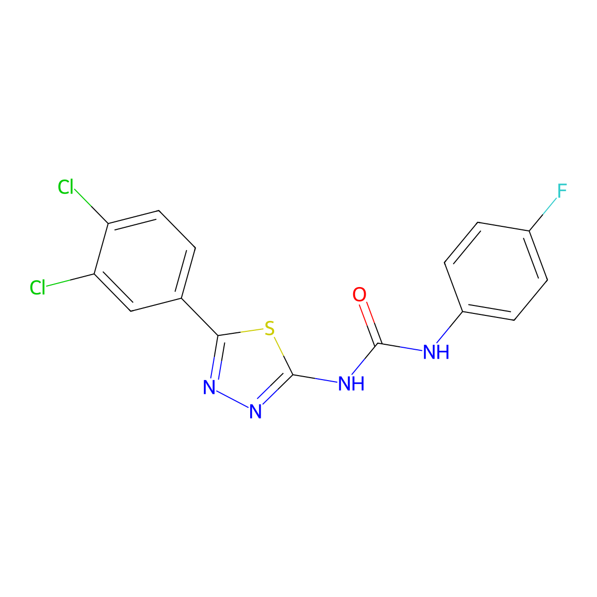 1-[5-(3,4-Dichlorophenyl)-1,3,4-thiadiazol-2-yl]-3-(4-fluorophenyl)urea molecular structure, CAS 426248-13-7