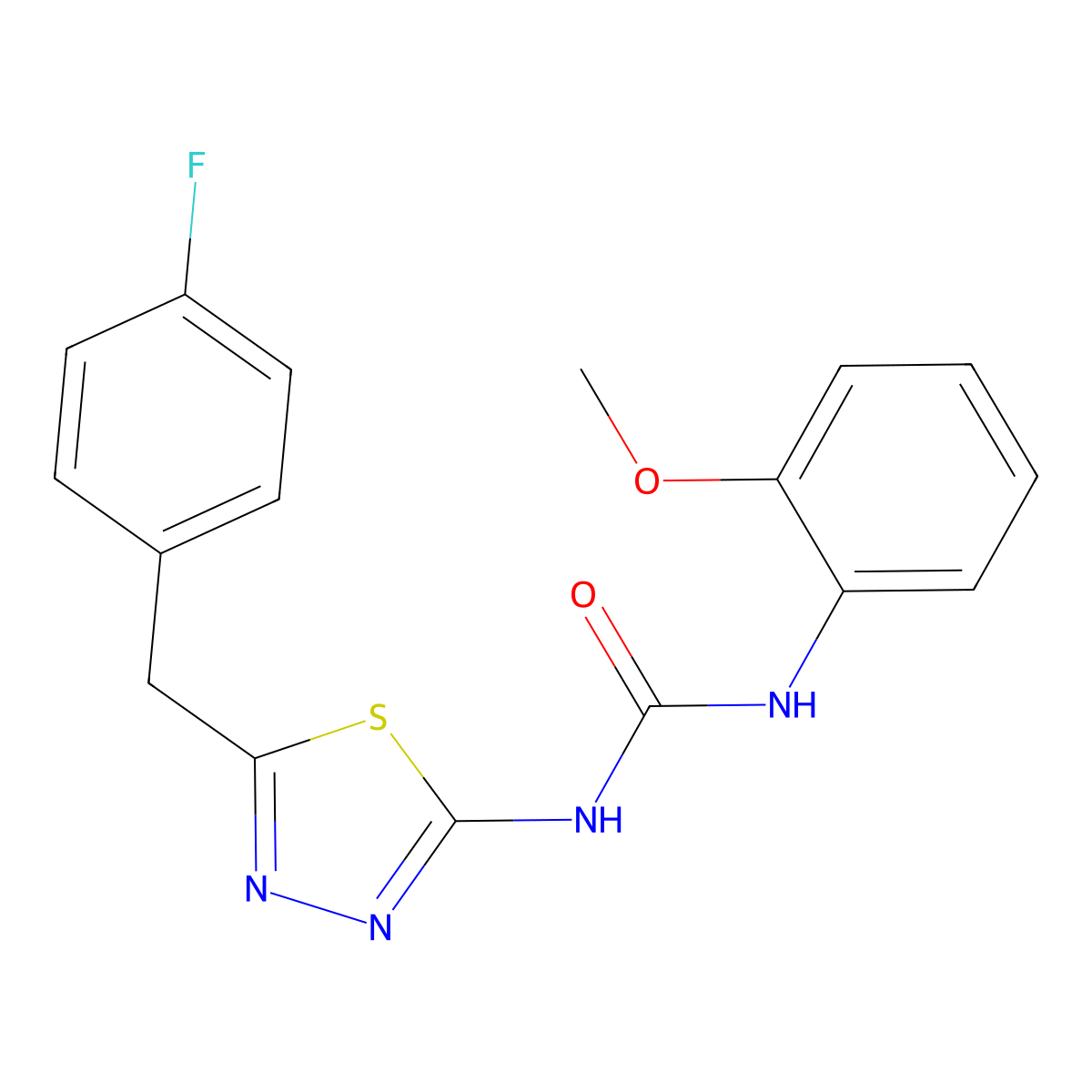 1-[5-(4-Fluorobenzyl)-1,3,4-thiadiazol-2-yl]-3-(2-methoxyphenyl)urea molecular structure, CAS 426248-15-9