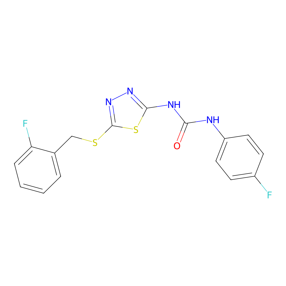 1-(5-((2-Fluorobenzyl)thio)-1,3,4-thiadiazol-2-yl)-3-(4-fluorophenyl)urea molecular structure, CAS 426248-18-2