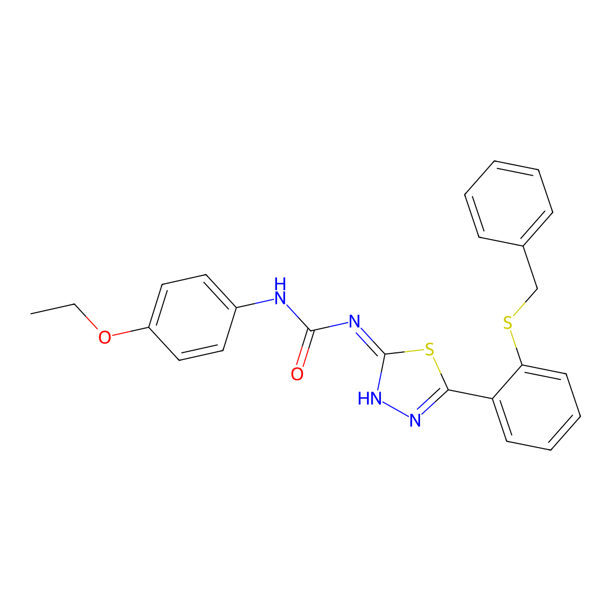 1-[5-(2-Benzylsulfanylphenyl)-1,3,4-thiadiazol-2-yl]-3-(4-ethoxyphenyl)urea molecular structure, CAS 426248-19-3
