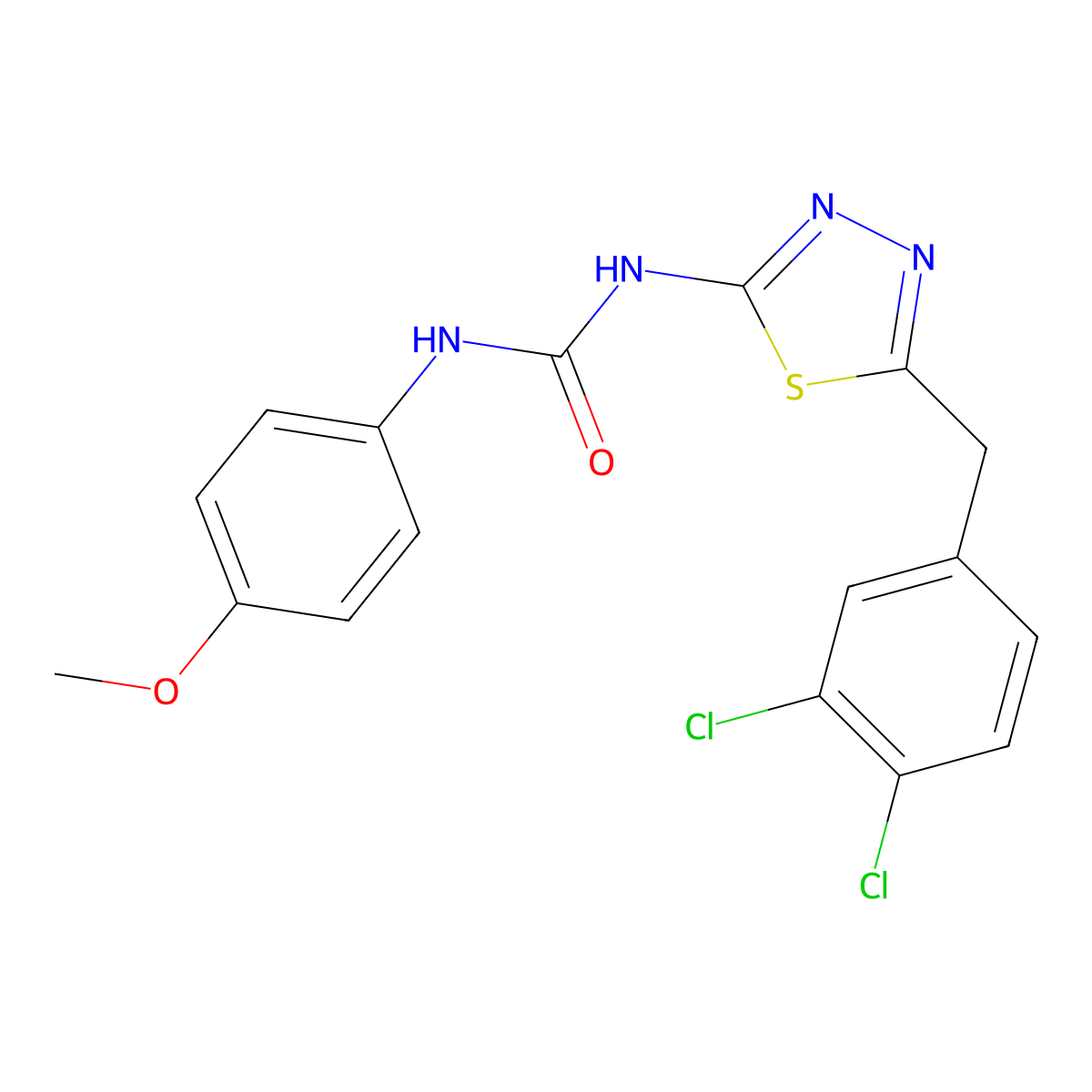 1-(5-(3,4-Dichlorobenzyl)-1,3,4-thiadiazol-2-yl)-3-(4-methoxyphenyl)urea molecular structure, CAS 426248-24-0
