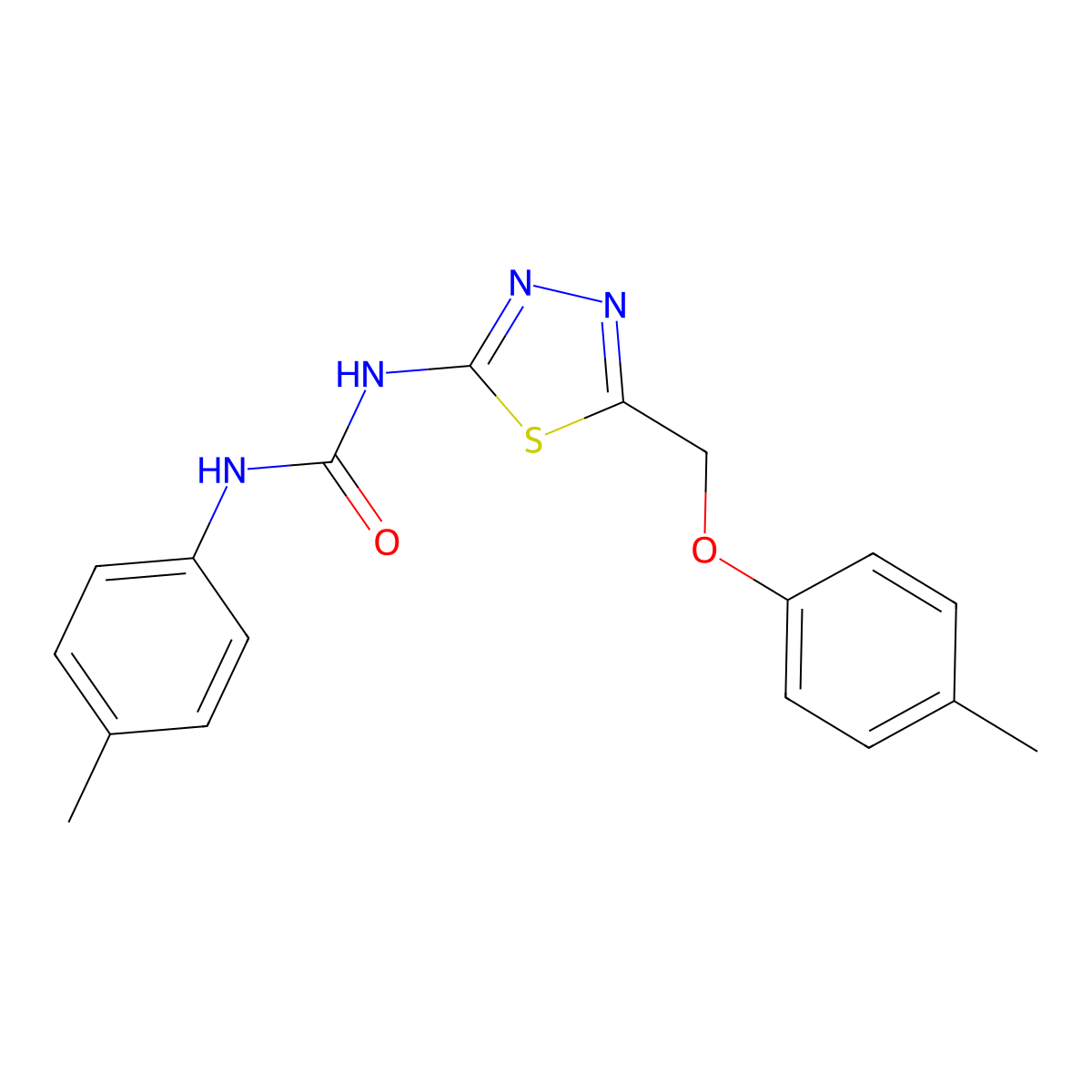 1-[5-[(4-Methylphenoxy)methyl]-1,3,4-thiadiazol-2-yl]-3-(4-methylphenyl)urea molecular structure, CAS 426248-52-4