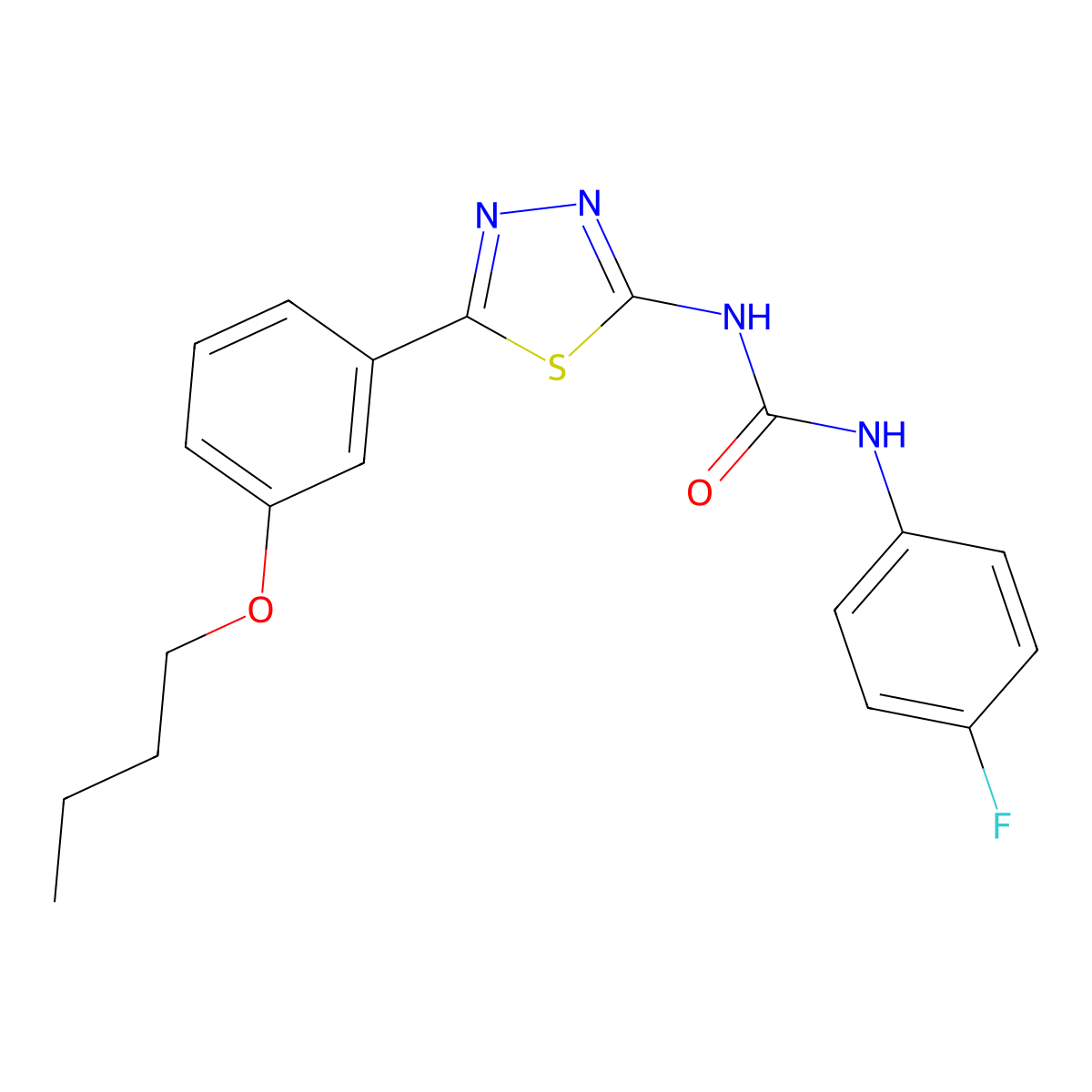 1-[5-(3-Butoxyphenyl)-1,3,4-thiadiazol-2-yl]-3-(4-fluorophenyl)urea molecular structure, CAS 426248-82-0
