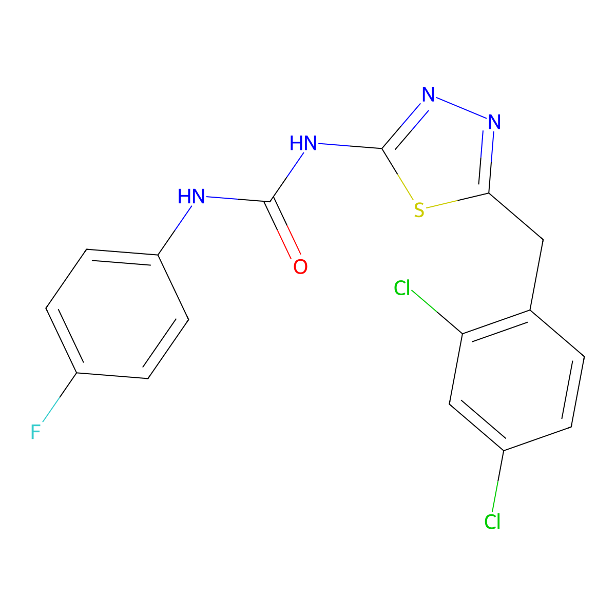 1-[5-(2,4-Dichlorobenzyl)-1,3,4-thiadiazol-2-yl]-3-(4-fluorophenyl)urea molecular structure, CAS 426248-92-2