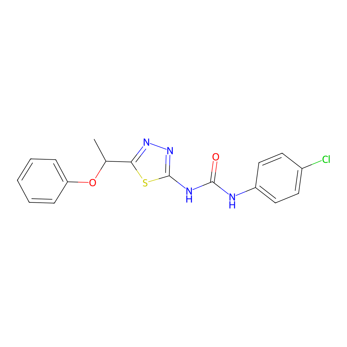 1-(4-Chlorophenyl)-3-[5-(1-phenoxyethyl)-1,3,4-thiadiazol-2-yl]urea molecular structure, CAS 426248-98-8