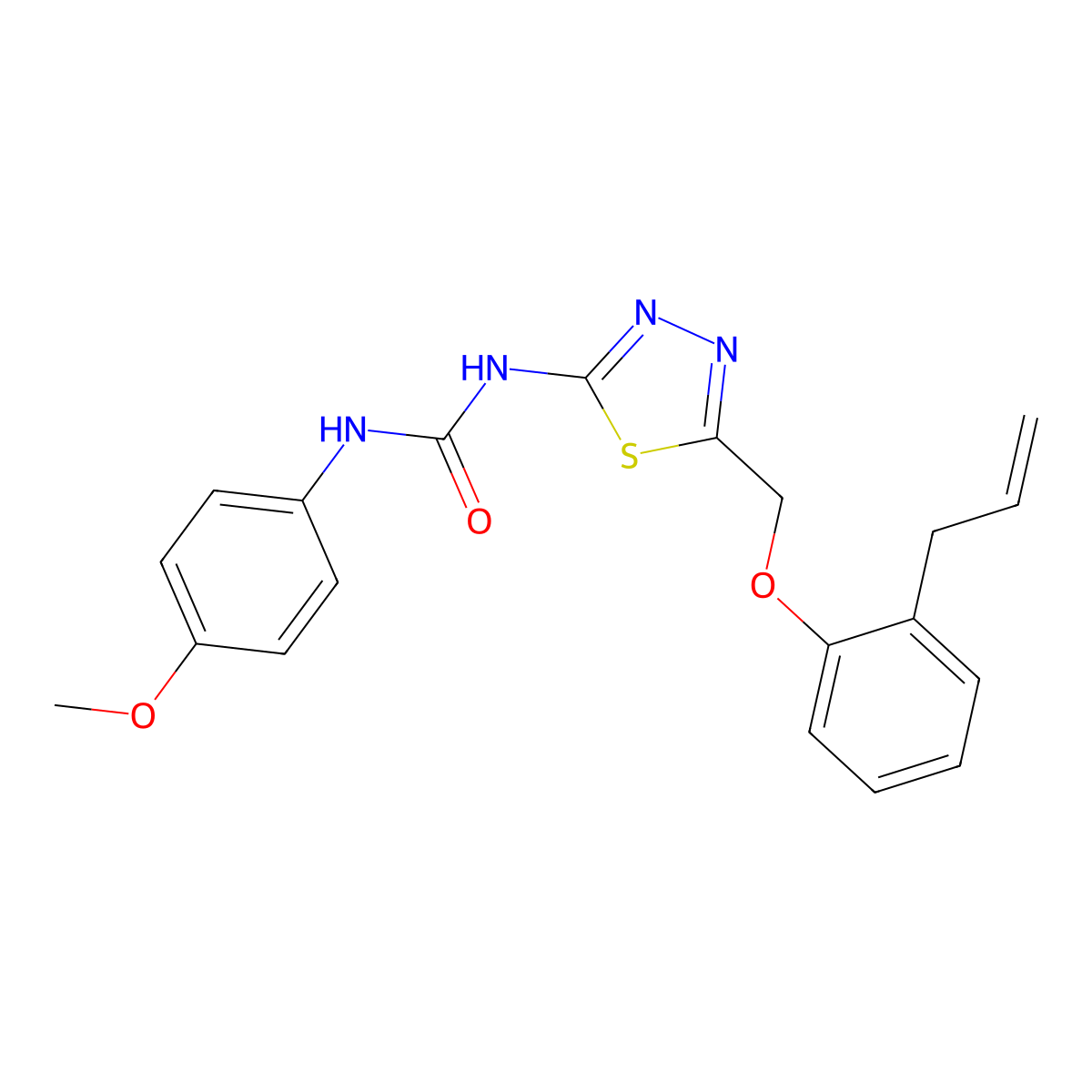 1-(4-Methoxyphenyl)-3-[5-[(2-prop-2-enylphenoxy)methyl]-1,3,4-thiadiazol-2-yl]urea molecular structure, CAS 426249-00-5