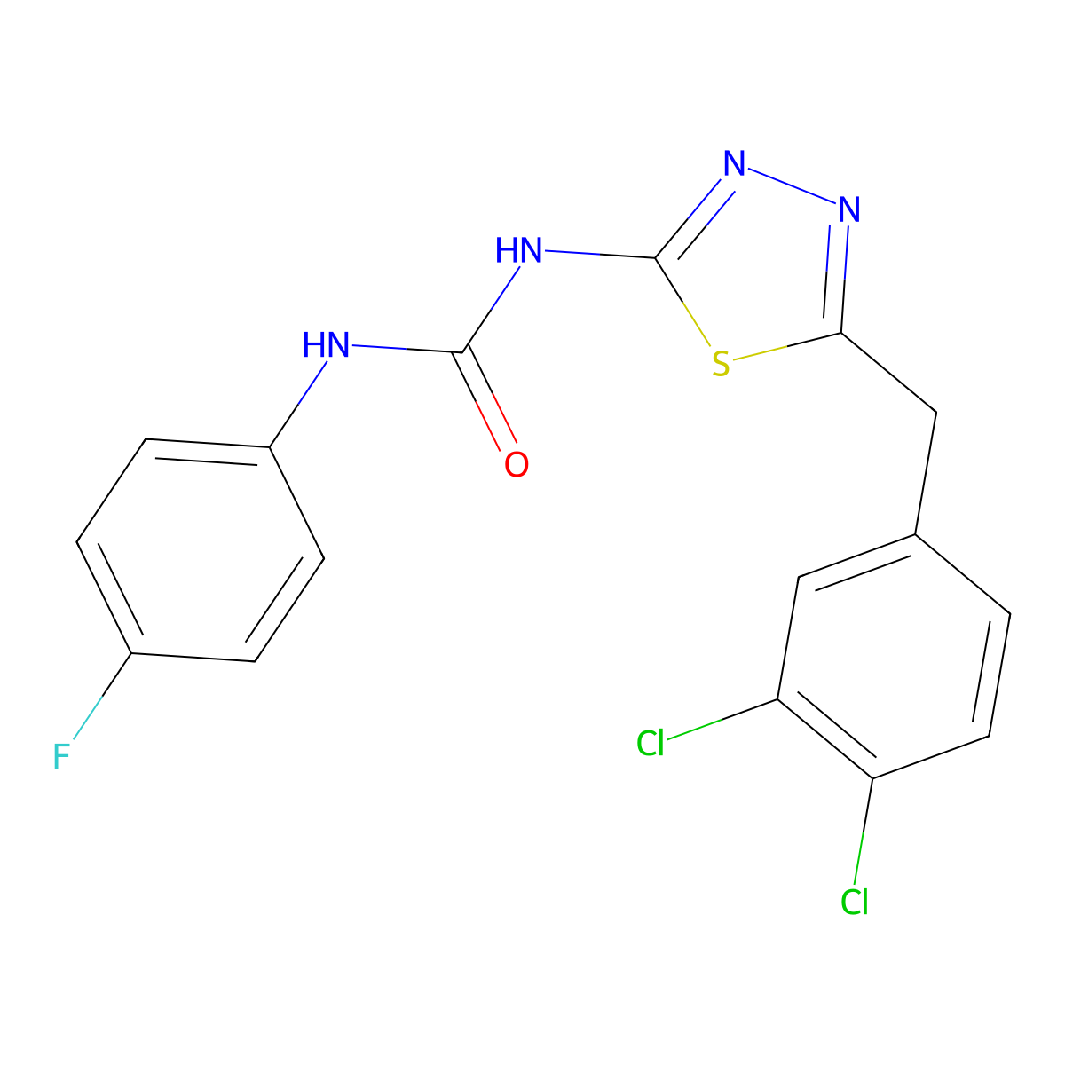 1-[5-(3,4-Dichlorobenzyl)-1,3,4-thiadiazol-2-yl]-3-(4-fluorophenyl)urea molecular structure, CAS 426249-09-4