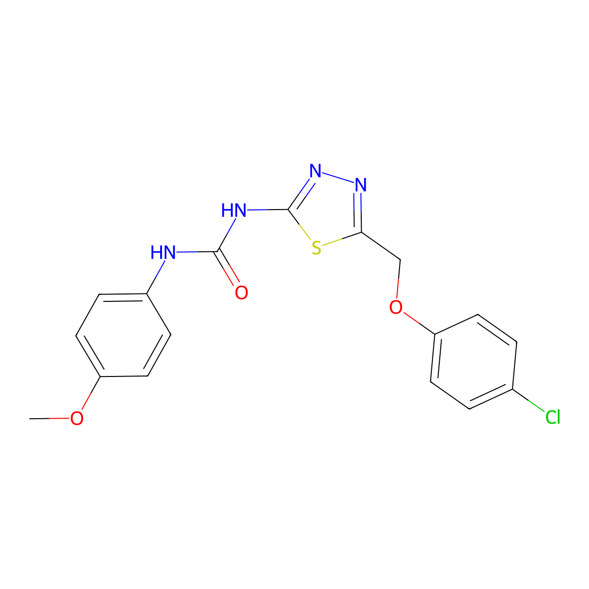 1-(5-((4-Chlorophenoxy)methyl)-1,3,4-thiadiazol-2-yl)-3-(4-methoxyphenyl)urea molecular structure, CAS 426249-30-1