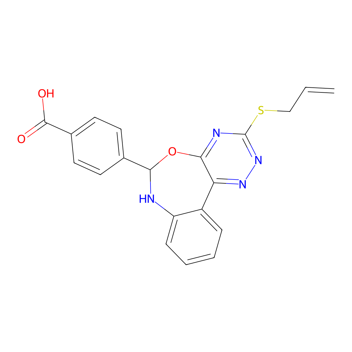 4-(3-Prop-2-enylsulfanyl-6,7-dihydro-[1,2,4]triazino[5,6-d][3,1]benzoxazepin-6-yl)benzoic acid molecular structure, CAS 426249-51-6
