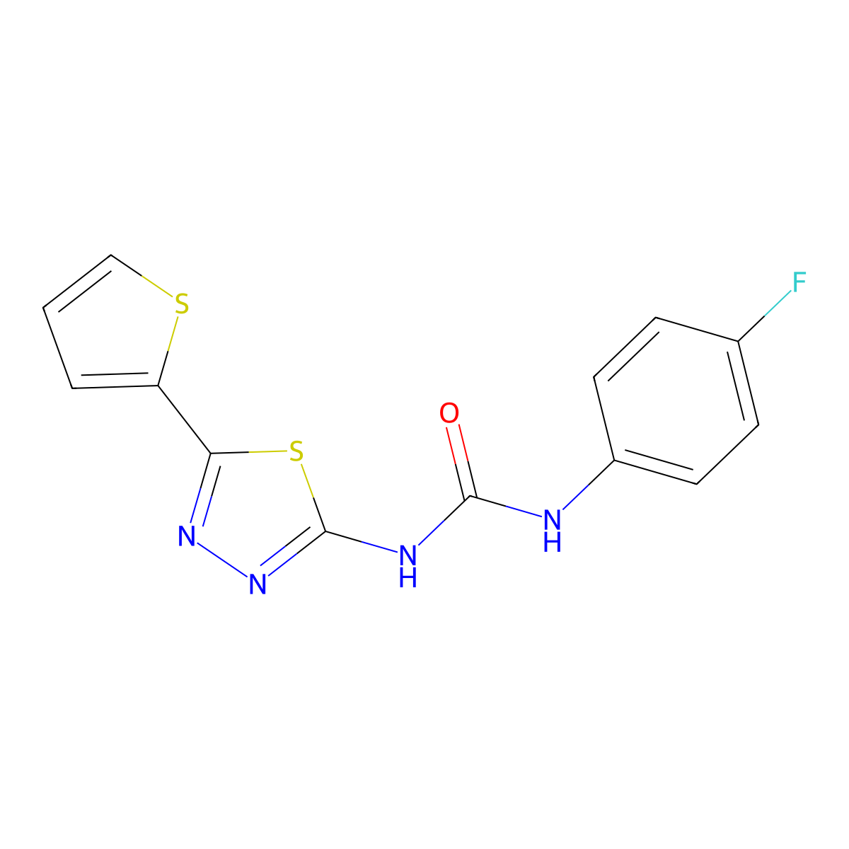 1-(4-Fluorophenyl)-3-(5-thiophen-2-yl-1,3,4-thiadiazol-2-yl)urea molecular structure, CAS 426249-74-3