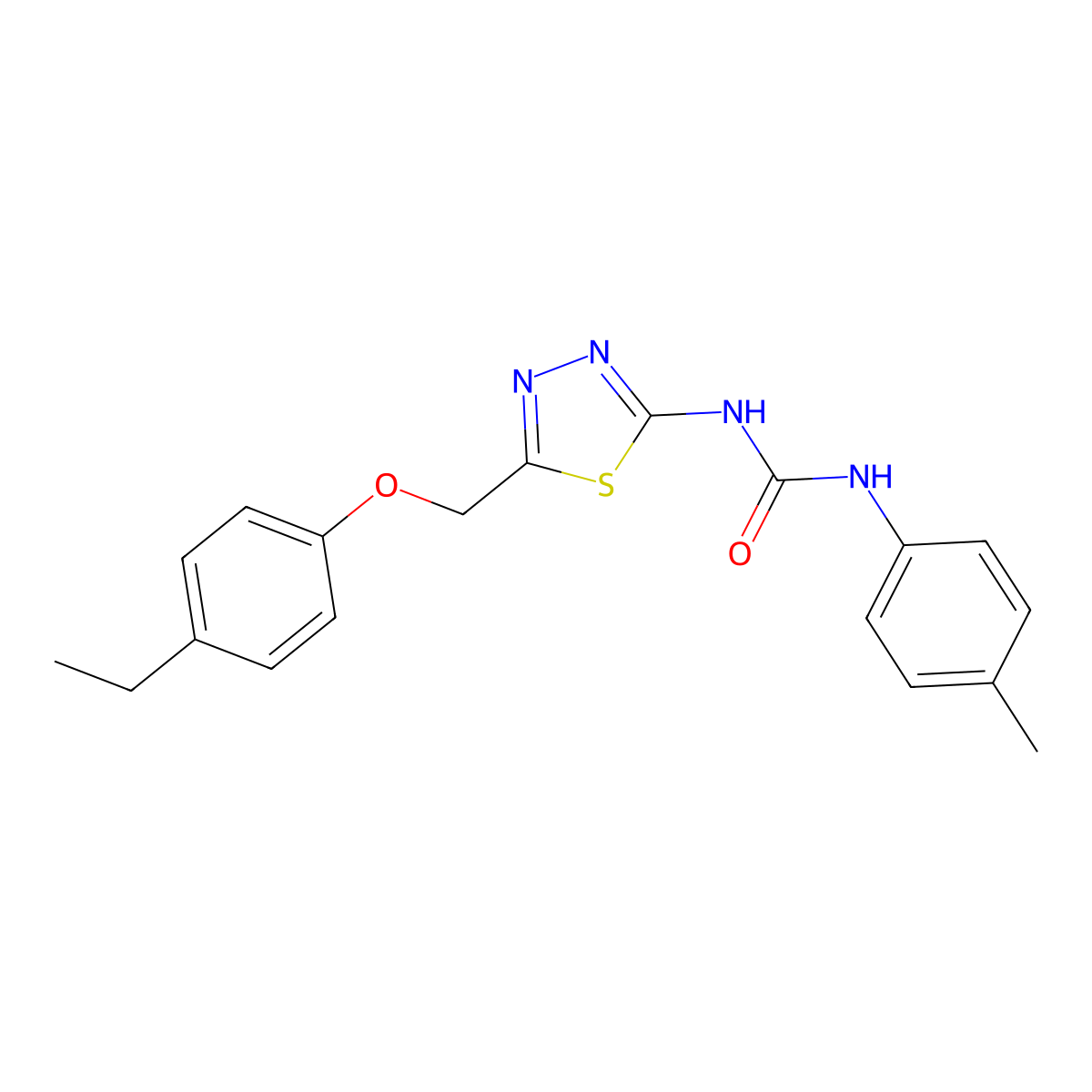 1-{5-[(4-Ethylphenoxy)methyl]-1,3,4-thiadiazol-2-yl}-3-(4-methylphenyl)urea molecular structure, CAS 426250-00-2