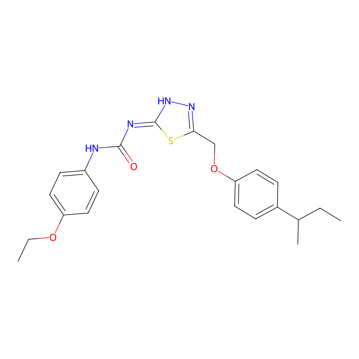 1-[5-[(4-Butan-2-ylphenoxy)methyl]-1,3,4-thiadiazol-2-yl]-3-(4-ethoxyphenyl)urea molecular structure, CAS 426250-02-4