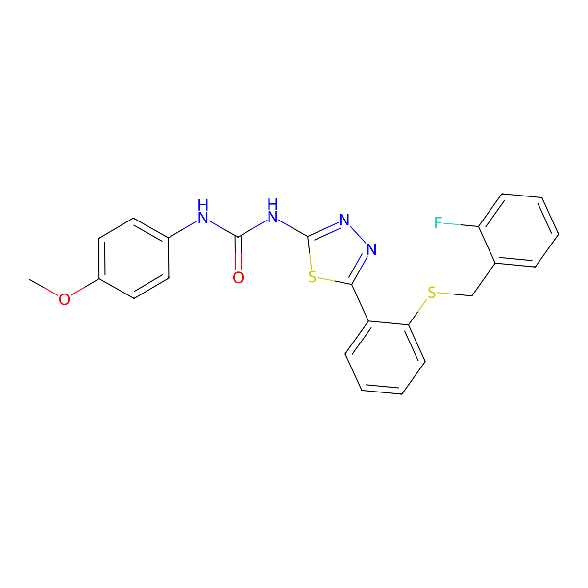 1-(5-{2-[(2-Fluorobenzyl)sulfanyl]phenyl}-1,3,4-thiadiazol-2-yl)-3-(4-methoxyphenyl)urea molecular structure, CAS 426250-06-8