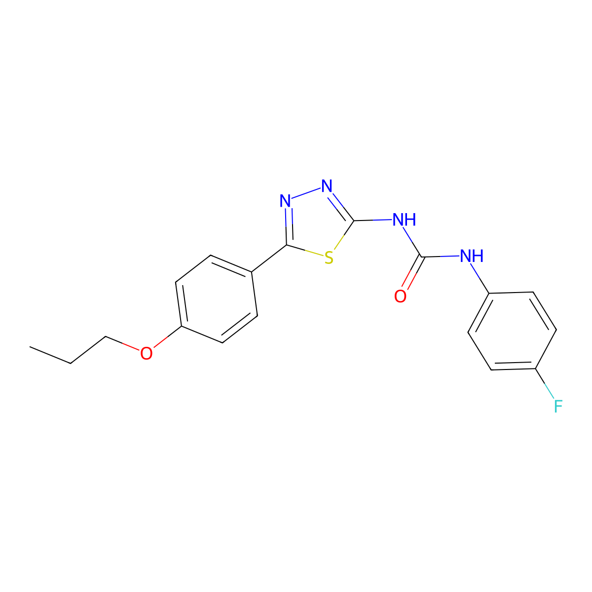 1-(4-Fluorophenyl)-3-[5-(4-propoxyphenyl)-1,3,4-thiadiazol-2-yl]urea molecular structure, CAS 426250-09-1