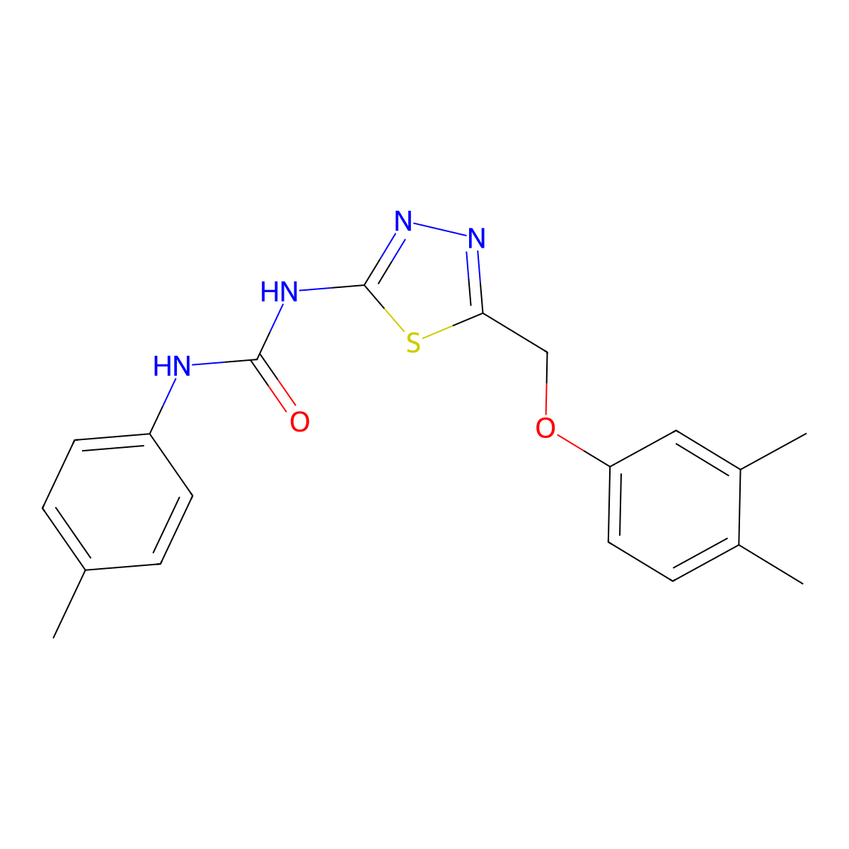 1-[5-[(3,4-Dimethylphenoxy)methyl]-1,3,4-thiadiazol-2-yl]-3-(4-methylphenyl)urea molecular structure, CAS 426250-16-0