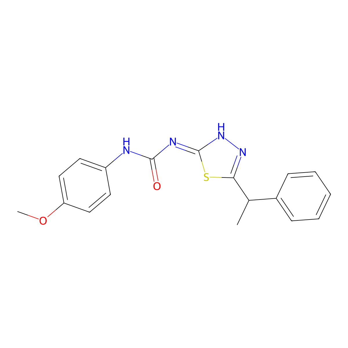 1-(4-Methoxyphenyl)-3-[5-(1-phenylethyl)-1,3,4-thiadiazol-2-yl]urea molecular structure, CAS 426250-34-2