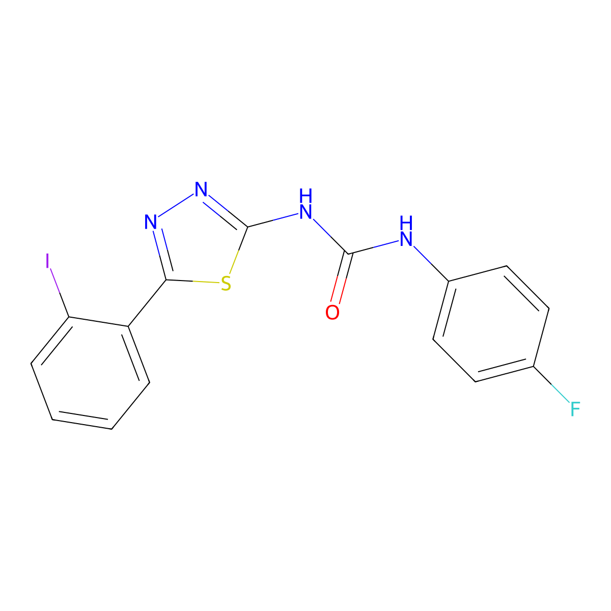 1-(4-Fluorophenyl)-3-[5-(2-iodophenyl)-1,3,4-thiadiazol-2-yl]urea molecular structure, CAS 426250-62-6