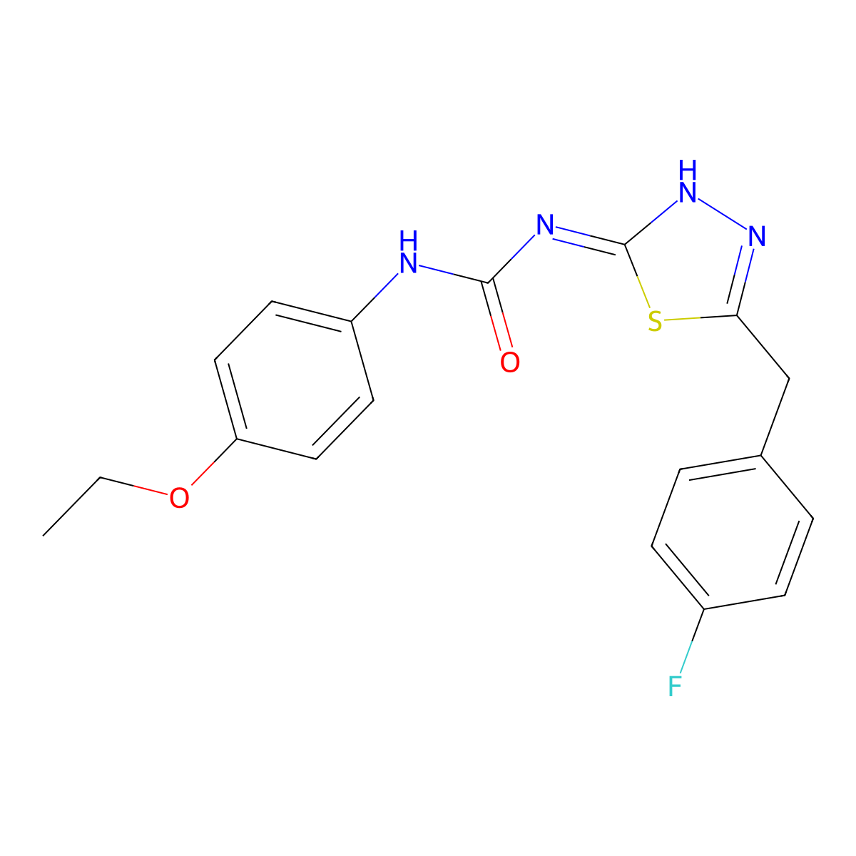 1-(4-Ethoxyphenyl)-3-[5-[(4-fluorophenyl)methyl]-1,3,4-thiadiazol-2-yl]urea molecular structure, CAS 426250-67-1