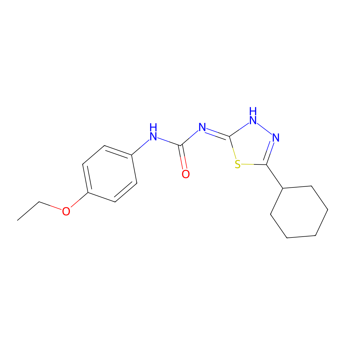 1-(5-Cyclohexyl-1,3,4-thiadiazol-2-yl)-3-(4-ethoxyphenyl)urea molecular structure, CAS 426250-70-6